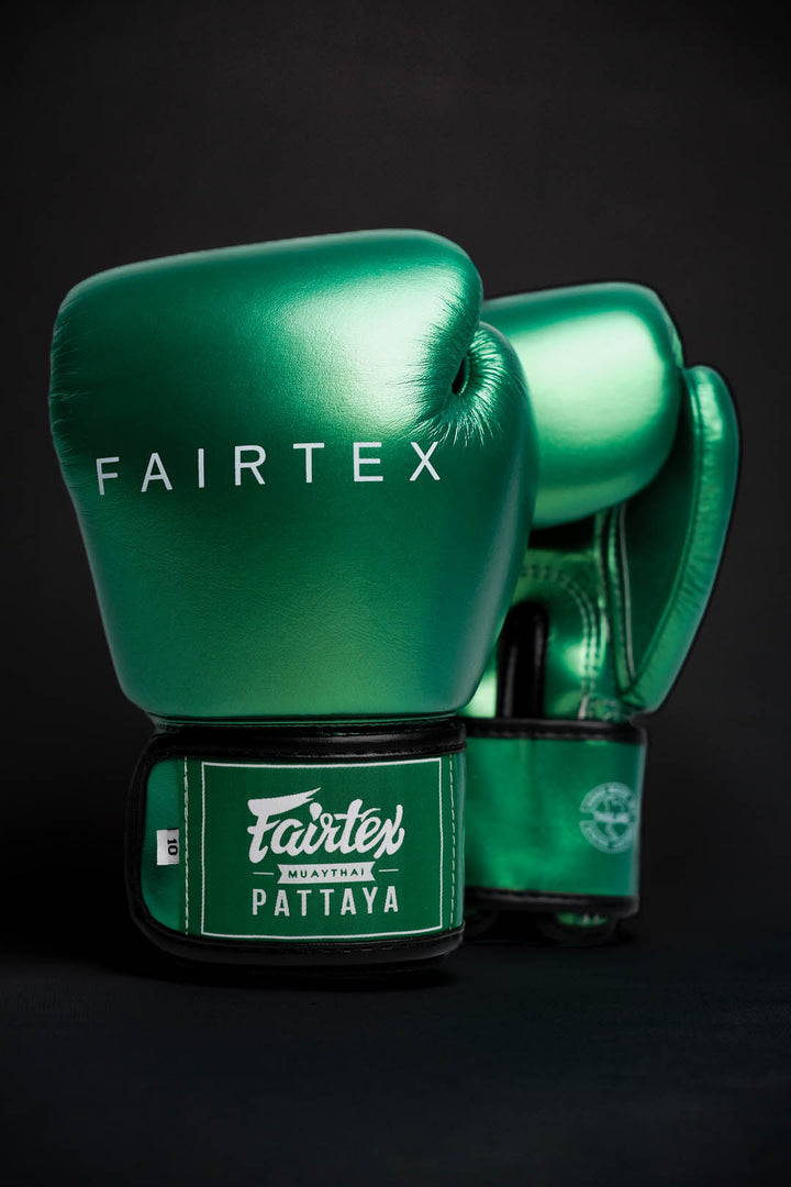 "Fairtex Metallic" bokso pirštinės - Green